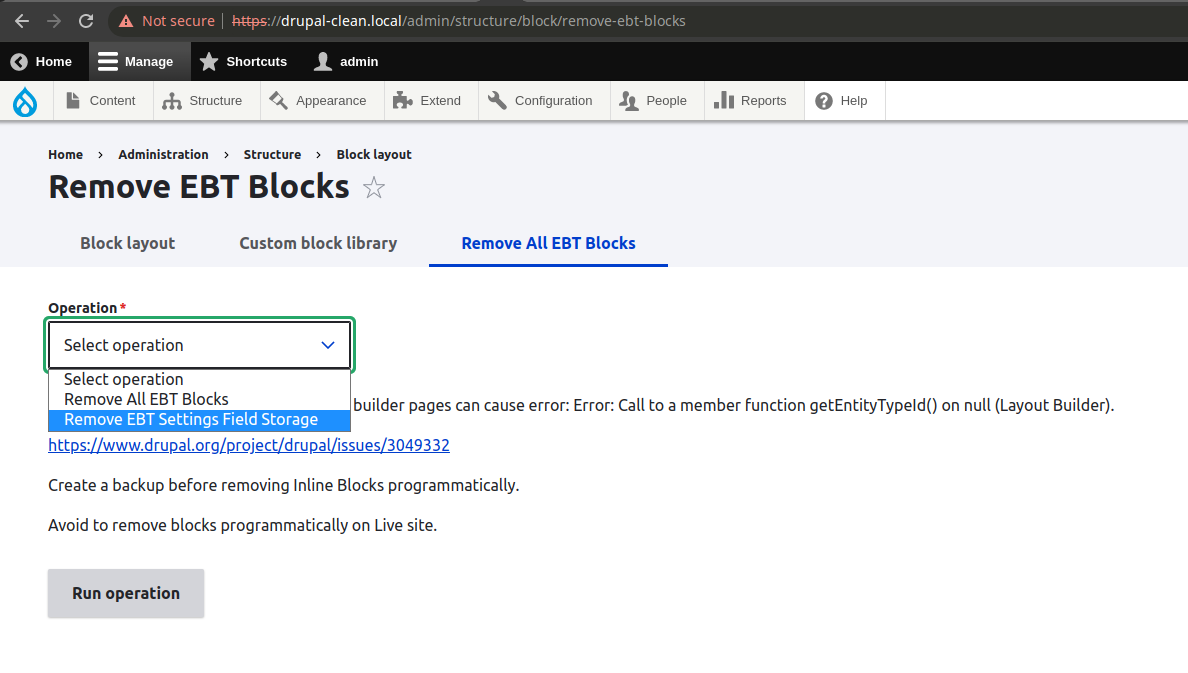 EBT Settings field prevents uninstall of ebt_core [#3342967] | Drupal.org